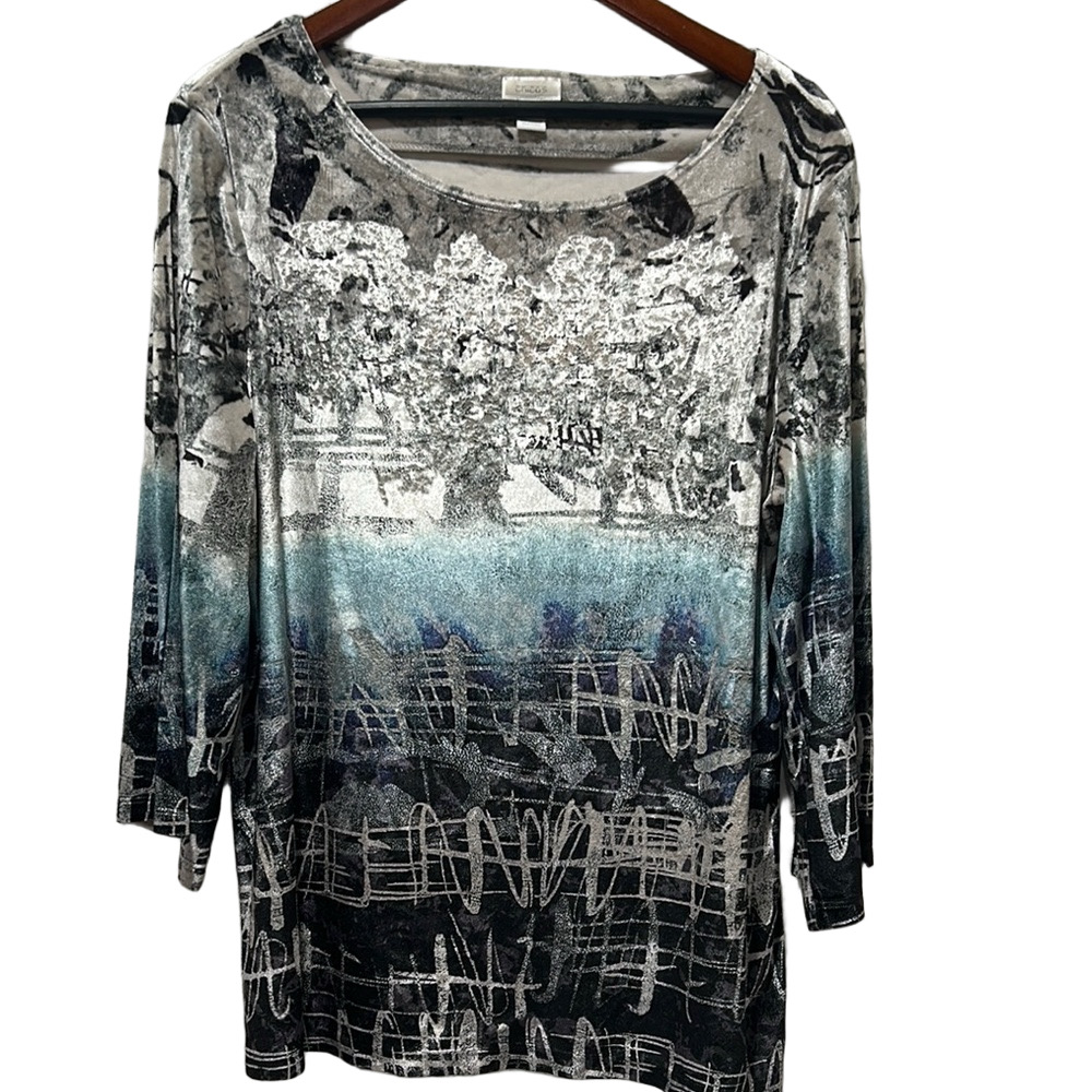 Chico’s Abstract Print Top blouse size 3 GUC